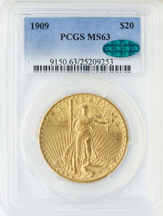 1909 $20 Saint Gaudens PCGS MS63 CAC 1909 $20 Saint Gaudens PCGS MS63 CAC