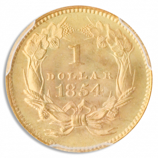 1854 $1 Gold Type II PCGS MS65 CAC + 1854 $1 Gold Type II PCGS MS65 CAC +