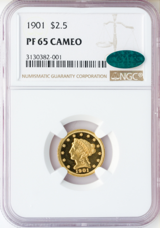 1901 $2 1/2 Liberty NGC PR65 CAC Cameo 1901 $2 1/2 Liberty NGC PR65 CAC Cameo