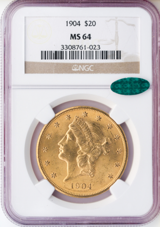 1904 $20 Liberty NGC MS64 CAC 1904 $20 Liberty NGC MS64 CAC