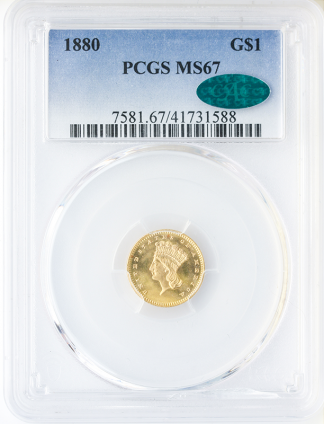1880 $1 Gold PCGS MS67