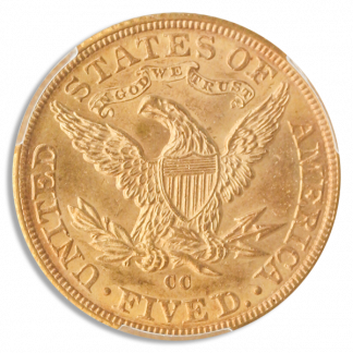 1890-CC $5 Liberty PCGS MS63 CAC +