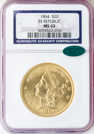 1864 $20 Liberty S.S. Republic NGC MS63 CAC 1864 $20 Liberty S.S. Republic NGC MS63 CAC