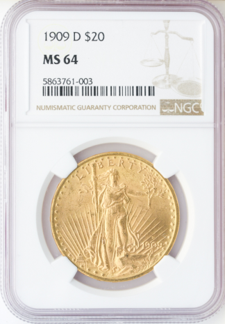 1909-D $20 Saint Gaudens NGC MS64