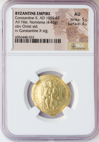 Byzantine Constantine Nomisma Christ Potrait NGC Str:5 Srf:4 4.42g Byzantine Constantine Nomisma Christ Potrait NGC Str:5 Srf:4 4.42g