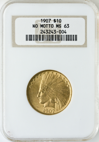 1907 $10 Indian No Motto NGC MS63