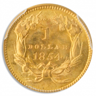 1854 Gold $1 Type 2 PCGS MS66 CAC 1854 Gold $1 Type 2 PCGS MS66 CAC