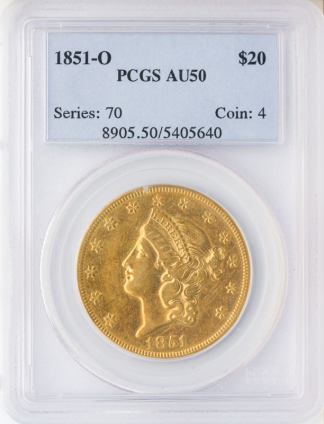 1851-O $20 Liberty PCGS AU50