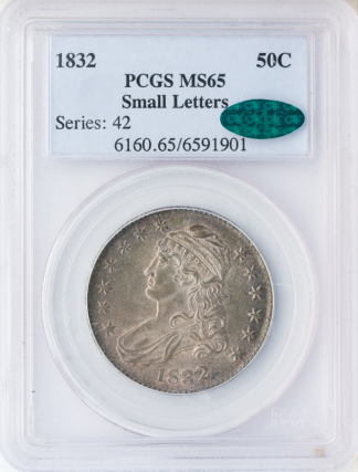 1832 Capped Bust Half Dollar PCGS MS65 CAC 1832 Capped Bust Half Dollar PCGS MS65 CAC