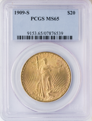 1909-S $20 Saint Gaudens PCGS MS65
