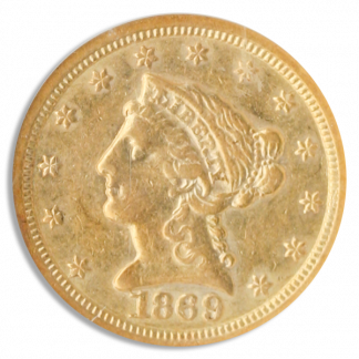 1869-S $2 1/2 Liberty NGC AU50