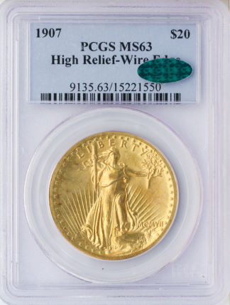 1907 $20 Saint Gaudens High Relief PCGS MS63 CAC 1907 $20 Saint Gaudens High Relief PCGS MS63 CAC