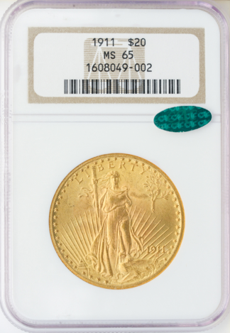 1911 $20 Saint Gaudens NGC MS65 CAC 1911 $20 Saint Gaudens NGC MS65 CAC