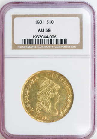 1801 $10 Draped Bust Large Eagle NGC AU58 1801 $10 Draped Bust Large Eagle NGC AU58