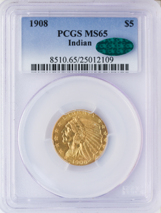 1908 $5 Indian PCGS MS65 CAC