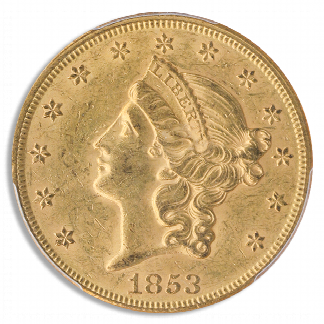 1853 $20 Liberty PCGS AU58 CAC