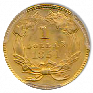 1854 $1 Gold Type II PCGS MS65 CAC + 1854 $1 Gold Type II PCGS MS65 CAC +