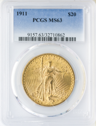 1911 $20 Saint Gaudens PCGS MS63