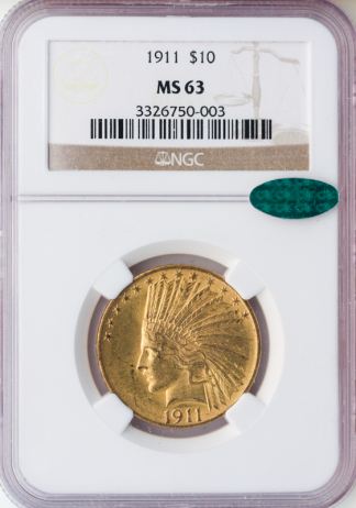 1911 $10 Indian NGC MS63 CAC 1911 $10 Indian NGC MS63 CAC