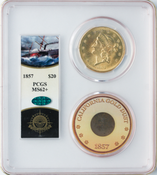1857 $20 Liberty SSCA POD PCGS MS62 CAC + 1857 $20 Liberty SSCA POD PCGS MS62 CAC +