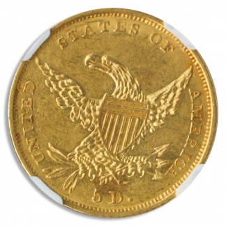1834 $5 Classic Plan 4 NGC AU58 CAC 1834 $5 Classic Plan 4 NGC AU58 CAC
