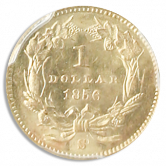 1856-S Ty 2 Gold $1 SSCA POD PCGS MS62