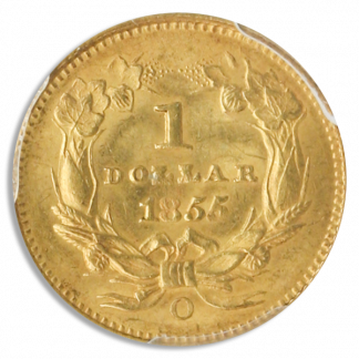 1855-O Ty II Gold $1 PCGS MS63 CAC 1855-O Ty II Gold $1 PCGS MS63 CAC