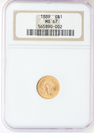 1889 $1 Gold NGC MS67 1889 $1 Gold NGC MS67