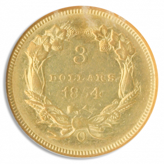 1854-O $3 Indian Princess NGC AU55