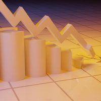 Graphs representing the stock market crash. 3d illustration