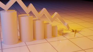 Graphs representing the stock market crash. 3d illustration