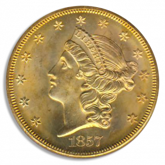 1857-S $20 Liberty SSCA PCGS MS65 CAC 1857-S $20 Liberty SSCA PCGS MS65 CAC