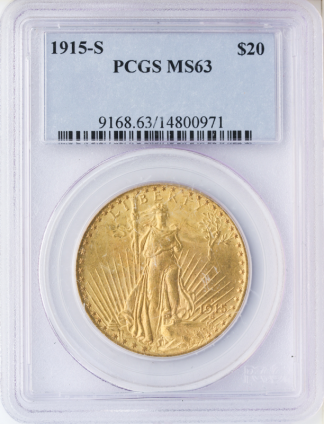 1915-S $20 Saint Gaudens PCGS MS63