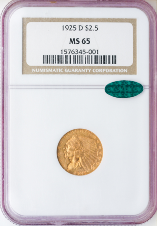 1925-D $2.50 Indian NGC MS65 CAC 1925-D $2.50 Indian NGC MS65 CAC