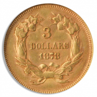 1878 $3 Indian Princess NGC AU58 CAC