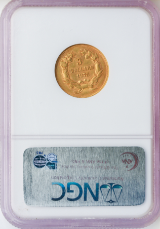 1878 $3 Indian Princess NGC AU58 CAC 1878 $3 Indian Princess NGC AU58 CAC