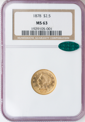 1878 $2 1/2 Liberty NGC MS63