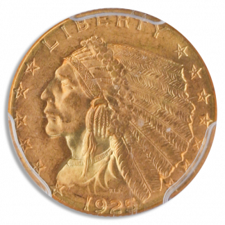1925-D $2 1/2 Indian PCGS MS65 CAC 1925-D $2 1/2 Indian PCGS MS65 CAC