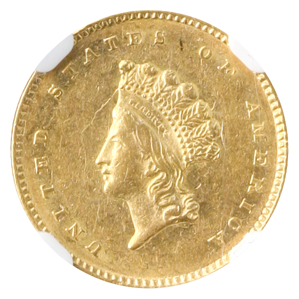 1854 Ty 2 Gold $1 NGC AU58 CAC