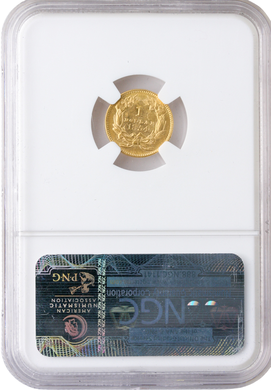 1854 Ty 2 Gold $1 NGC AU58 CAC