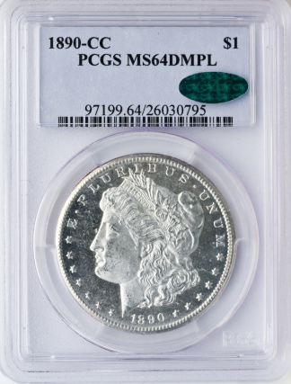 1890-CC Morgan $1 PCGS MS64 DMPL CAC 1890-CC Morgan $1 PCGS MS64 DMPL CAC