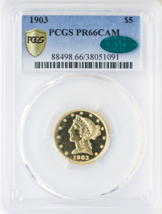 1903 $5 Liberty PCGS PR66 Cameo CAC 1903 $5 Liberty PCGS PR66 Cameo CAC