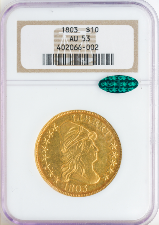 1803 $10 Draped Bust Small Star NGC AU53 CAC 1803 $10 Draped Bust Small Star NGC AU53 CAC