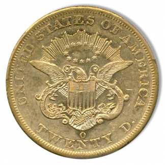 1860-O $20 Liberty PCGS AU53