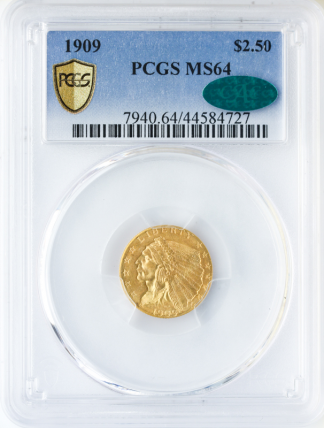 1909 $2 1/2 Indian PCGS MS64 CAC 1909 $2 1/2 Indian PCGS MS64 CAC
