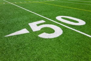 50 yard line on football field 