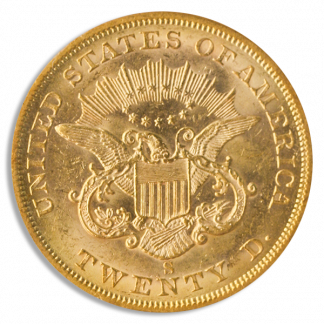 1856-S $20 Liberty SSCA PCGS AU55 CAC 1856-S $20 Liberty SSCA PCGS AU55 CAC