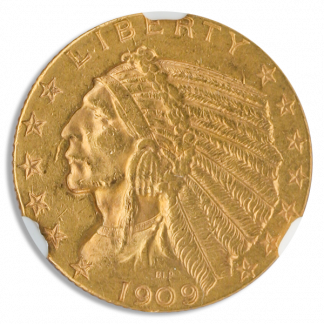 1909-O $5 Indian NGC AU58 CAC 1909-O $5 Indian NGC AU58 CAC