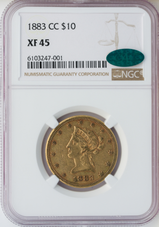 1883-CC $10 Liberty NGC XF45 CAC 1883-CC $10 Liberty NGC XF45 CAC