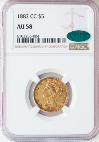 1882-CC $5 Liberty NGC AU58 CAC